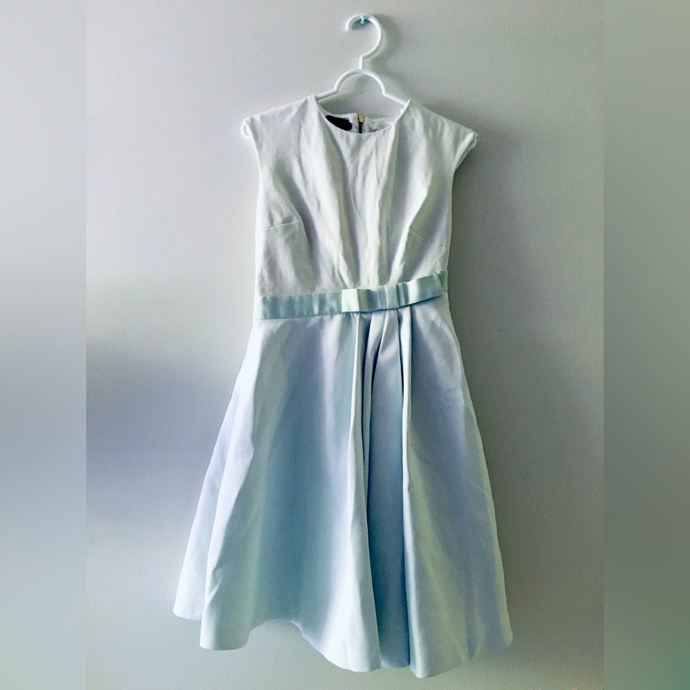 Ted Baker London Light Teal Asymmetric Waist Ribbon    Skater Dress 👗